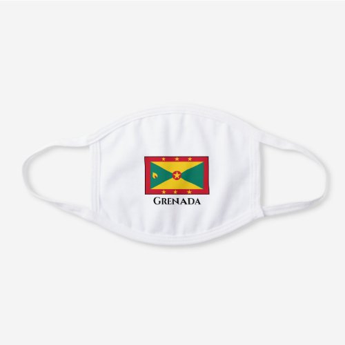 Grenada Flag  White Cotton Face Mask