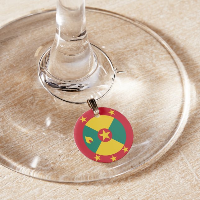 Grenada flag wine charm (In Situ)