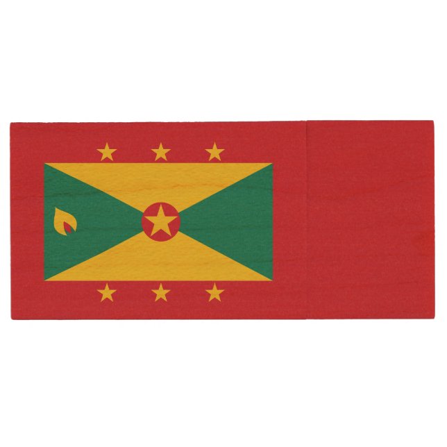 Grenada Flag Wood Flash Drive (Front)