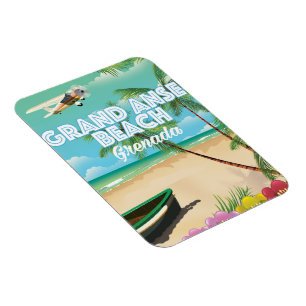 Grenada Grand Anse Beach Travel Poster Magnet