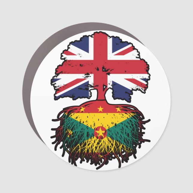 Grenada Grenadian British UK Tree Roots Flag Car Magnet (Front)
