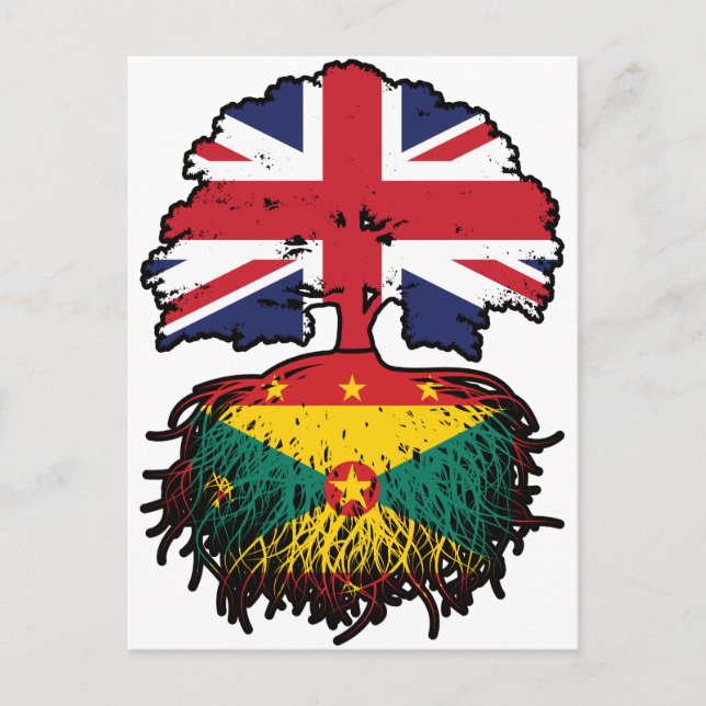 Grenada Grenadian British UK Tree Roots Flag Postcard (Front)