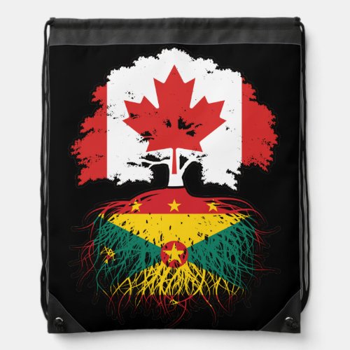 Grenada Grenadian Canadian Canada Tree Roots Flag Drawstring Bag