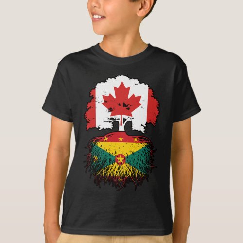 Grenada Grenadian Canadian Canada Tree Roots Flag T_Shirt