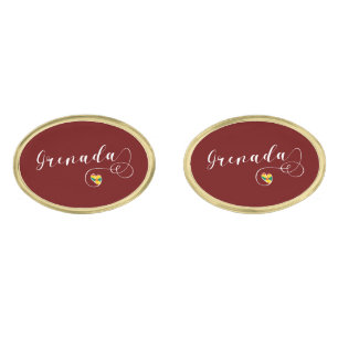 Grenada Heart Flag Grenadian Cufflinks