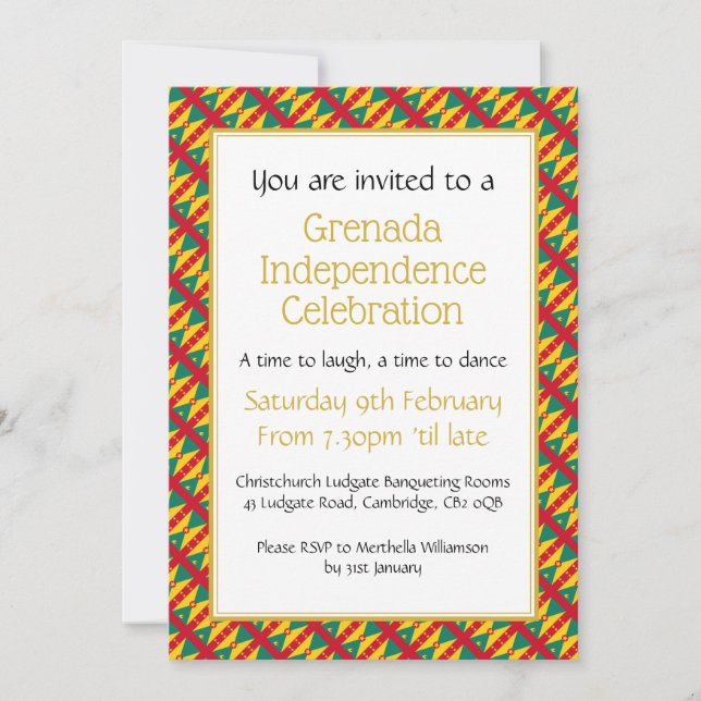 GRENADA INDEPENDENCE ANNIVERSARY INVITATION (Front)