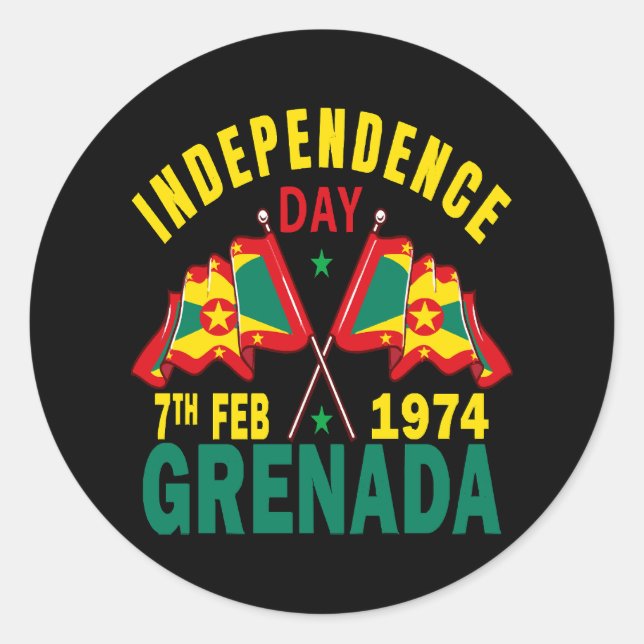 Grenada Independence Day Classic Round Sticker (Front)