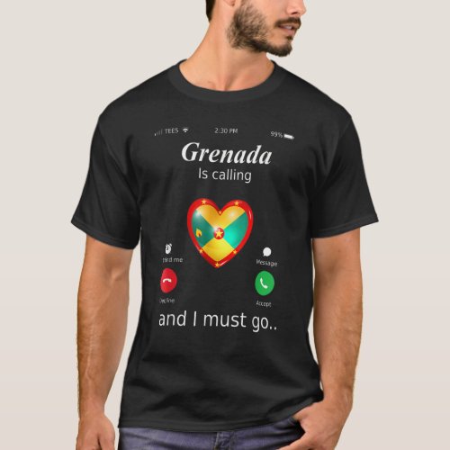 Grenada Is Calling And I Must Go Grenada Flag T_Shirt