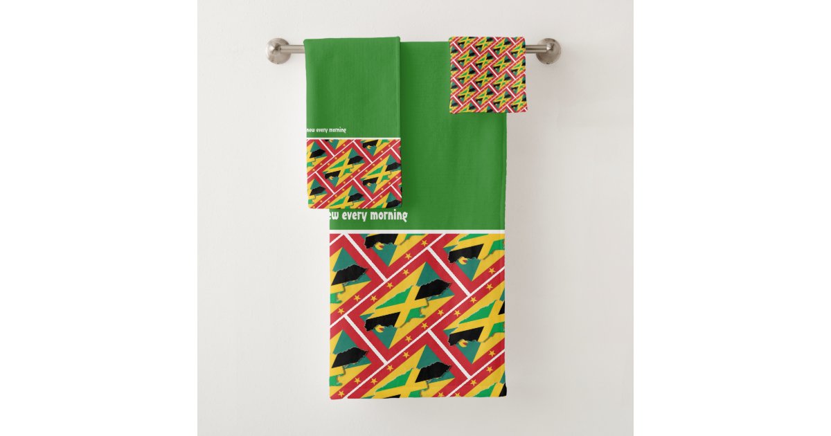 GRENADA JAMAICA FLAG Customized Scripture GREEN Bath Towel Set Zazzle