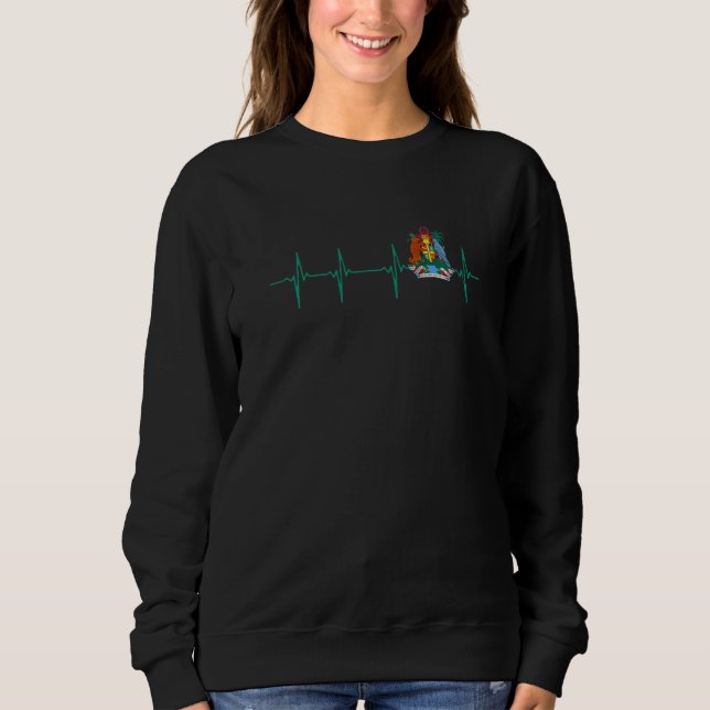 Grenada Love Heartbeat Grenadian Flag With Grenada Sweatshirt (Front)