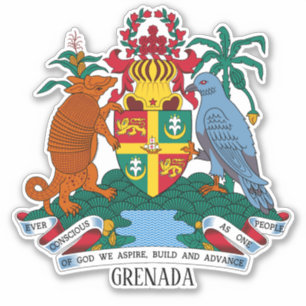 Grenada National Coat Of Arms Patriotic Sticker