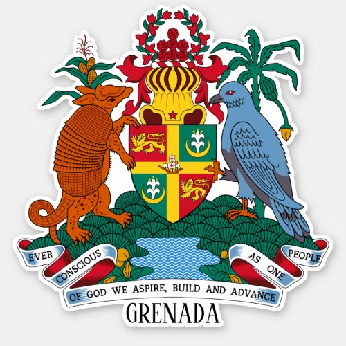 Grenada National Coat Of Arms Patriotic Sticker