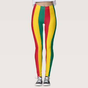 Grenada National Flag Colors Vertical Striped Leggings