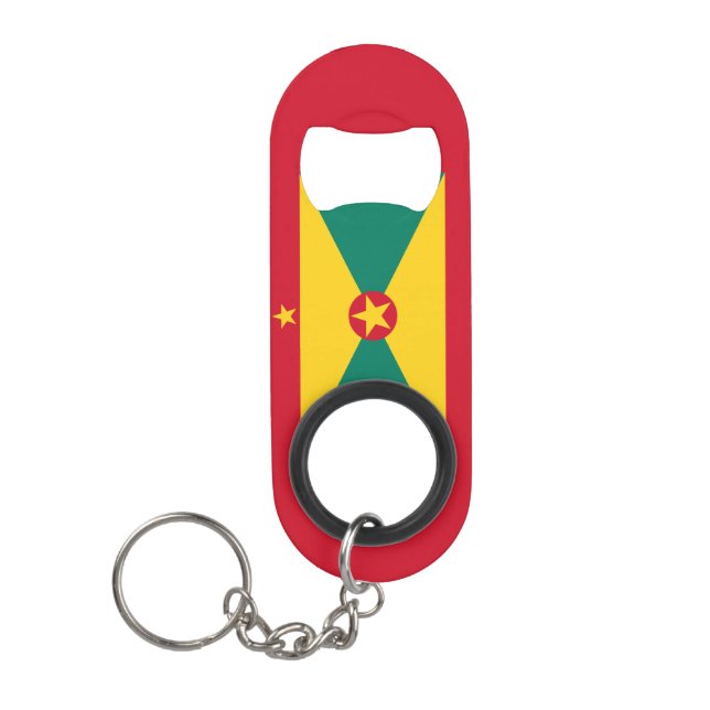 Grenada National Flag Patriotic Keychain Bottle Opener (Front)