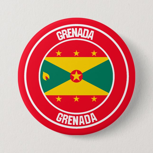 Grenada Round Emblem Button (Front)