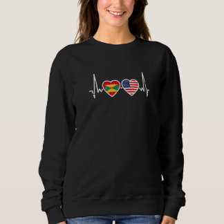 Grenada USA Heartbeat Grenadian American Flag   Sweatshirt
