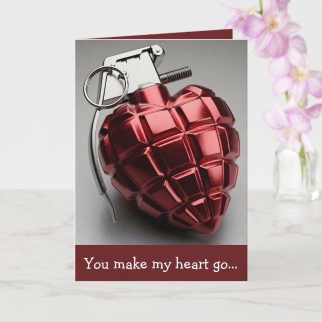Grenade heart Valentine's Day Card (Orchid)