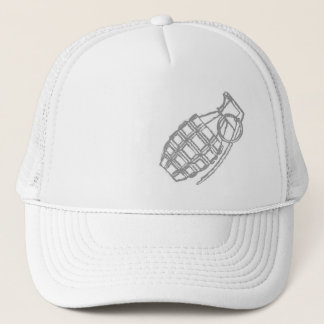 grenade on white cap