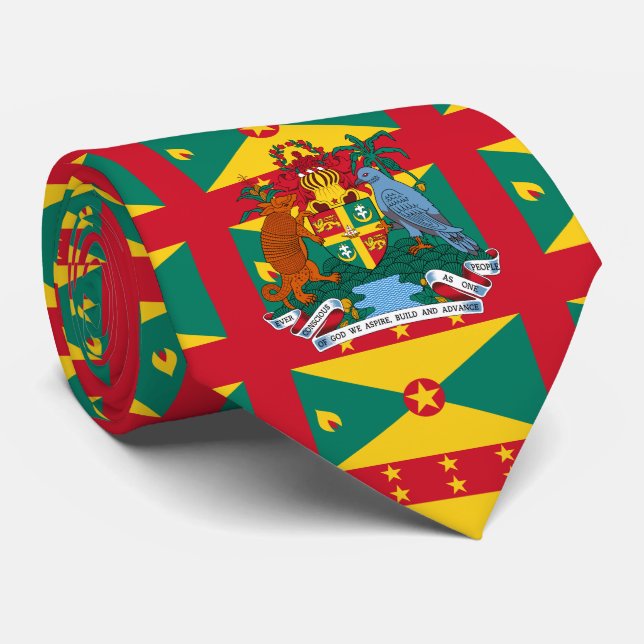 Grenadian Flag & Coat of Arms, Flag of Grenada Neck Tie (Rolled)