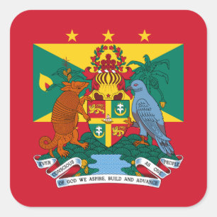 Grenadian Flag & Coat of Arms, Flag of Grenada Square Sticker