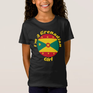 Grenadian Girl Colorful Grenada Flag Typography T-Shirt