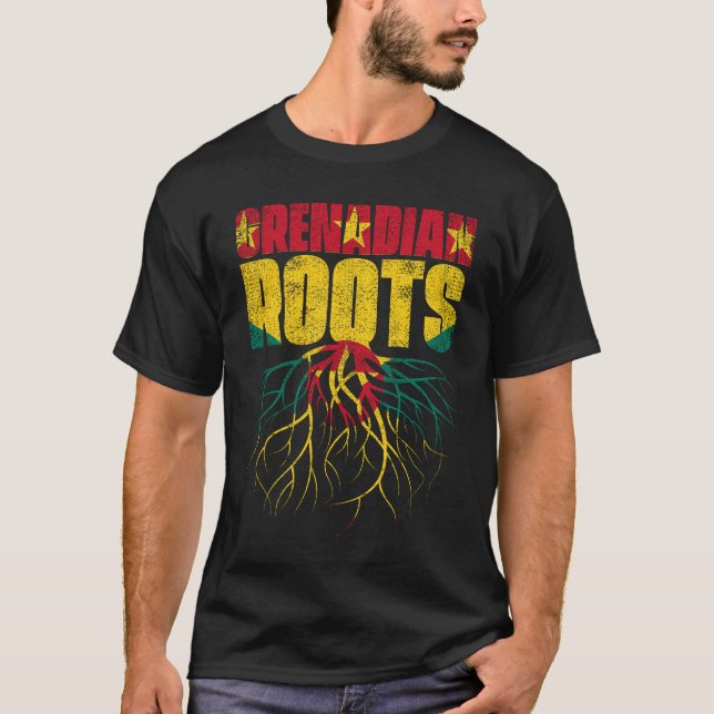 Grenadian Roots Grenada Pride Flag T-Shirt (Front)