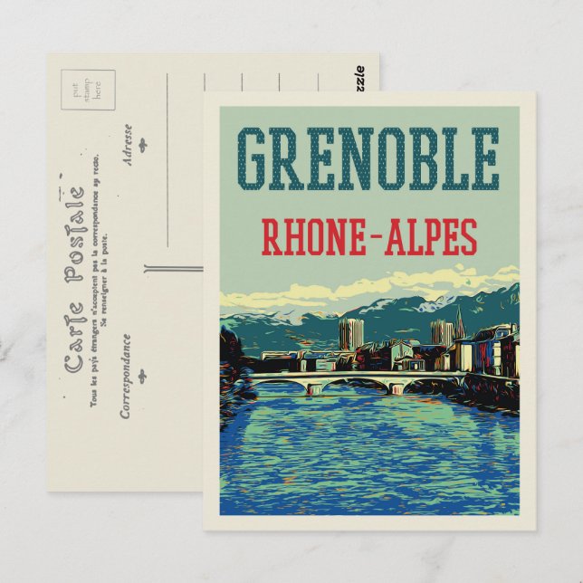 Grenoble France view of the Rhone river Postcard (Front/Back)