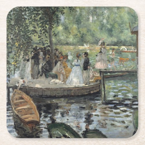 Grenouillere Renoir Impressionist Painting Art Square Paper Coaster