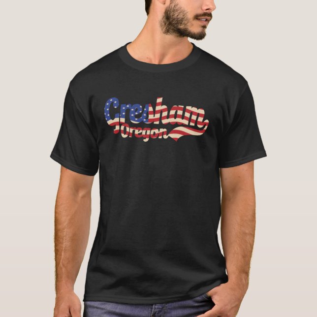 Gresham City Oregon American Flag T-Shirt (Front)