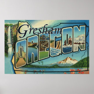 Gresham, Oregon - Large Letter Scenes Poster