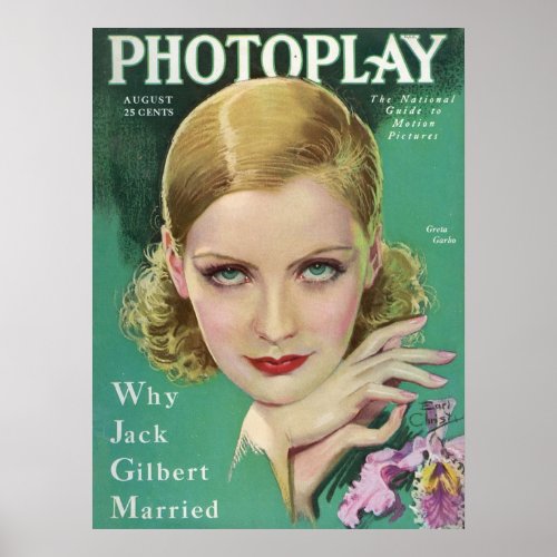 Greta Garbo Photoplay Magazine 1929 Poster