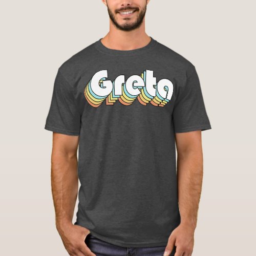 Greta Retro Rainbow Typography Faded Style T_Shirt