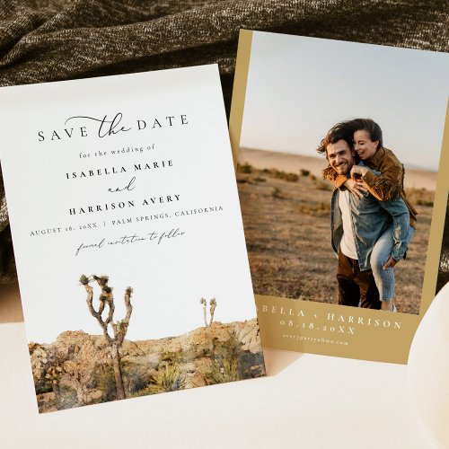 GRETA Watercolor Joshua Tree Photo Save the Date Invitation