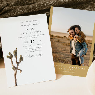 GRETA Watercolor Joshua Tree Photo Wedding Invitat Invitation