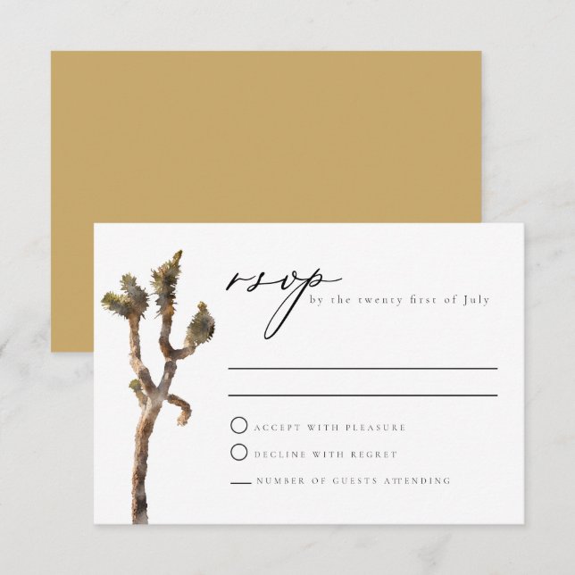GRETA Watercolor Joshua Tree Wedding RSVP Card (Front/Back)