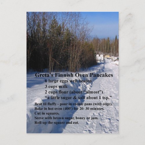 Gretas Finnish Oven Pancakes Recipe Postcard