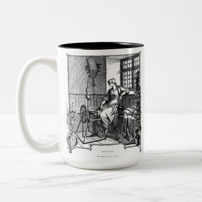Gretchen at her Spinning Wheel Alone 1850 Two-Tone Coffee Mug (Left)