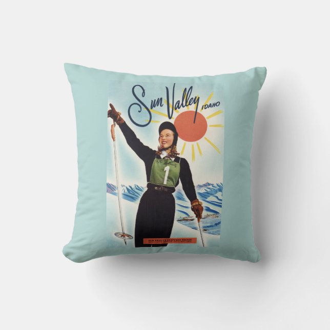 Gretchen Fraser Advertisement Poster Throw Pillow (Front)
