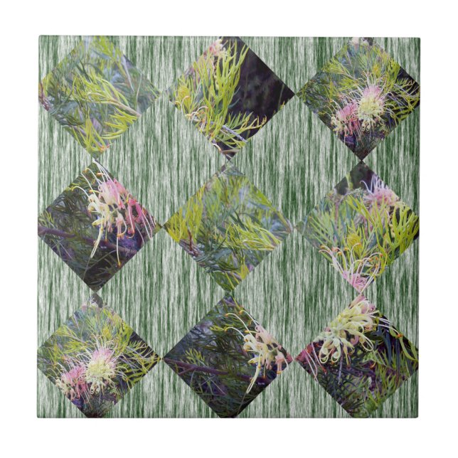 Grevillea: Embracing Nature's Diamond Patterns, Ceramic Tile (Front)