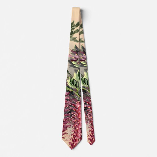 Grevillea Floral Watercolours, Gift For Friends Neck Tie (Front)