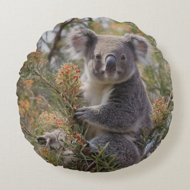 Grevillea Koala Bear, Round Pillow (Front)