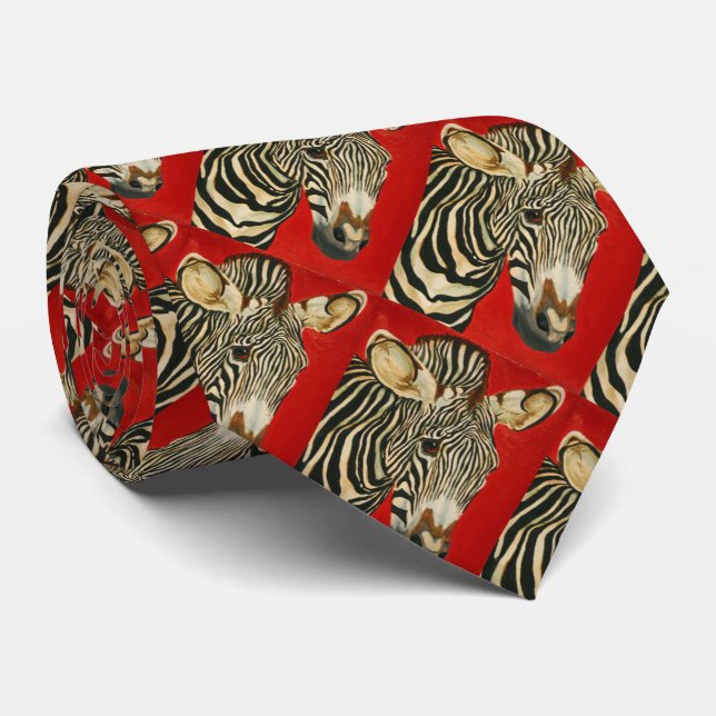 Grevy's Zebra African Wildlife Zoo Animal Art Neck Tie (Rolled)