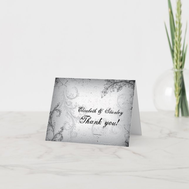 Grey 25th silver wedding anniversary Thank You (Front)