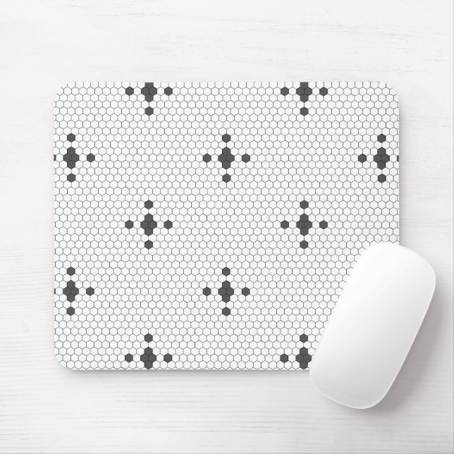 Grey 4-pointed star Faux Penny Tile Hexagon Tile Mouse Pad (With Mouse)