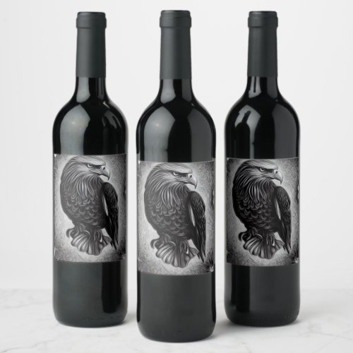 Grey Abstract Eagle Wine Label