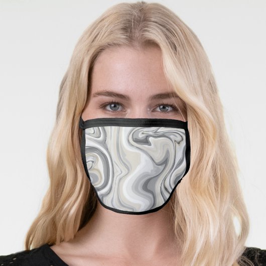 Grey Abstract Liquid Marbling Face Mask (Worn Her)