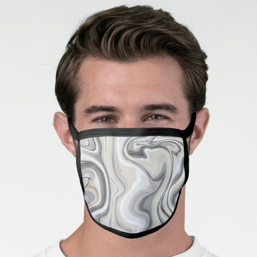 Grey Abstract Liquid Marbling Face Mask (Worn Him)