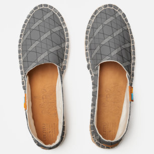    Grey Abstract Pattern Geometric Diamond Stripes Espadrilles