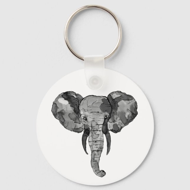 Grey African Elephant Keychain (Front)