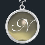 Grey Agate Gem  Monogram Silver Plated Necklace<br><div class="desc">Elegant and unique design  with gemstone. Very accurated nurbs modeling and rendering in 3D Studio Max by Bulgan Lumini .Part from series Hyper Talismans.</div>